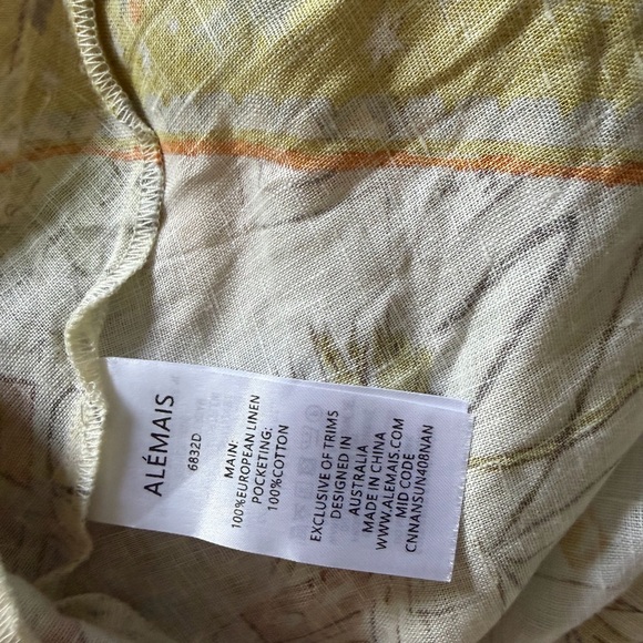 Alemais Printed Maxi Dress in Green, Peach and Cream ALÉMAIS BAZAAR SUNDRESS - Picture 2 of 6